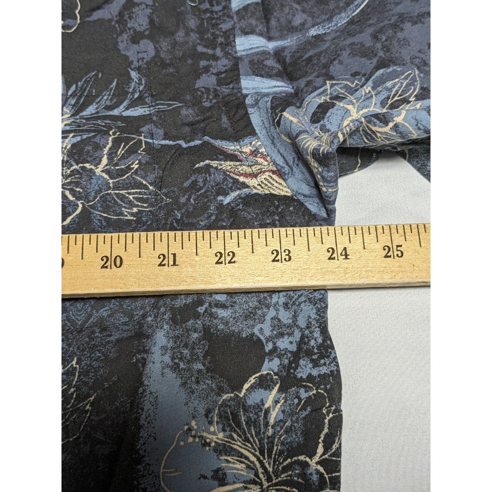 REEL LEGENDS Floral Swordfish Print Men Large Black Cotton Blend Hawaiian Shirt - Picture 10 of 15